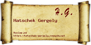 Hatschek Gergely névjegykártya